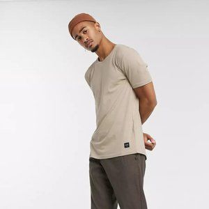 Mens - Only & Sons longline curved hem t-shirt in stone Size S